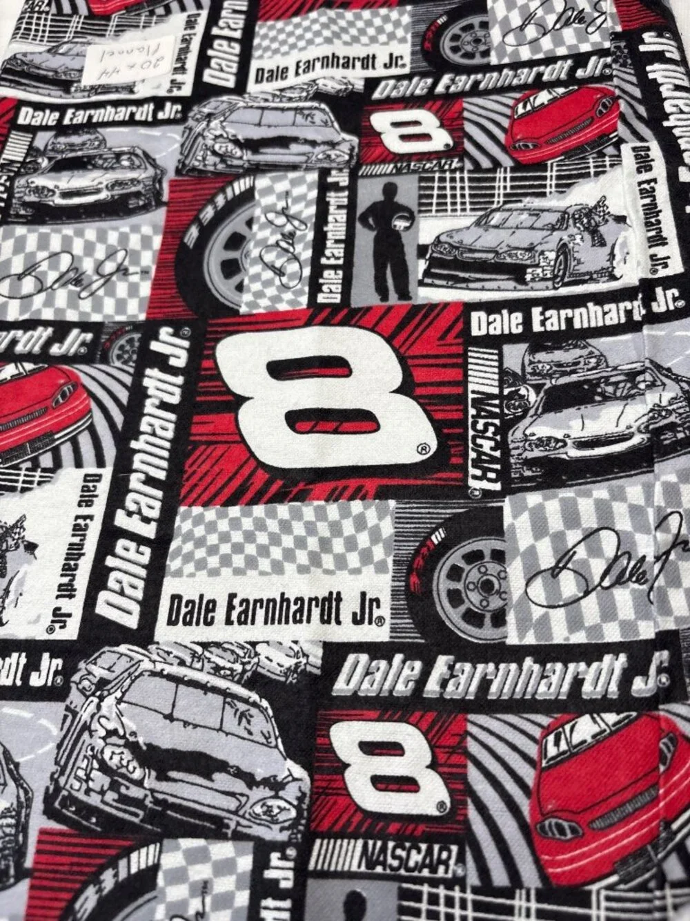 Dale Earnhardt Jr NASCAR Flannel Fabric Racing Cars Checkerboard 20x44